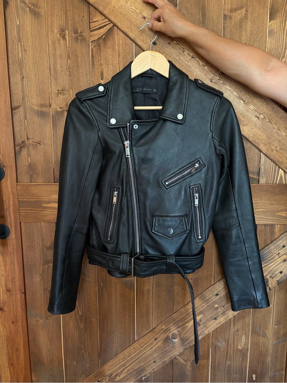 Zara Black PU Leather Biker Jacket